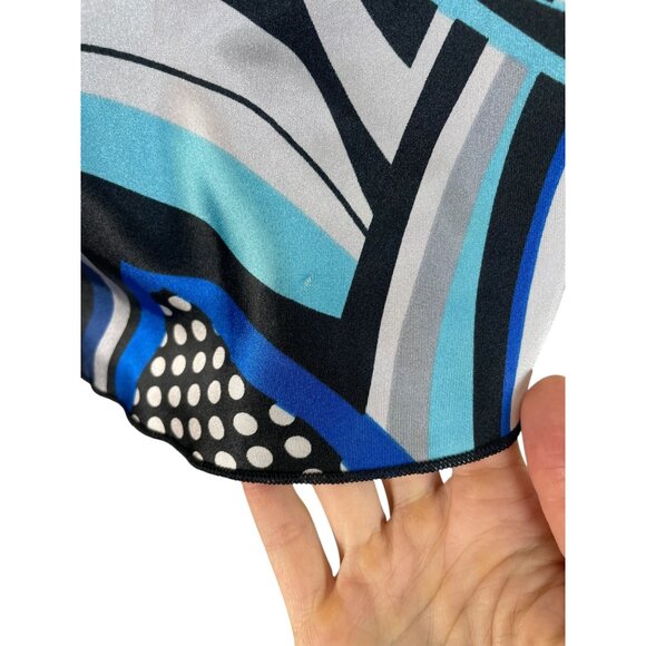 Y2K Black & Blue Abstract Sweetheart Milkmaid Sleeveless Top - Picture 6 of 12